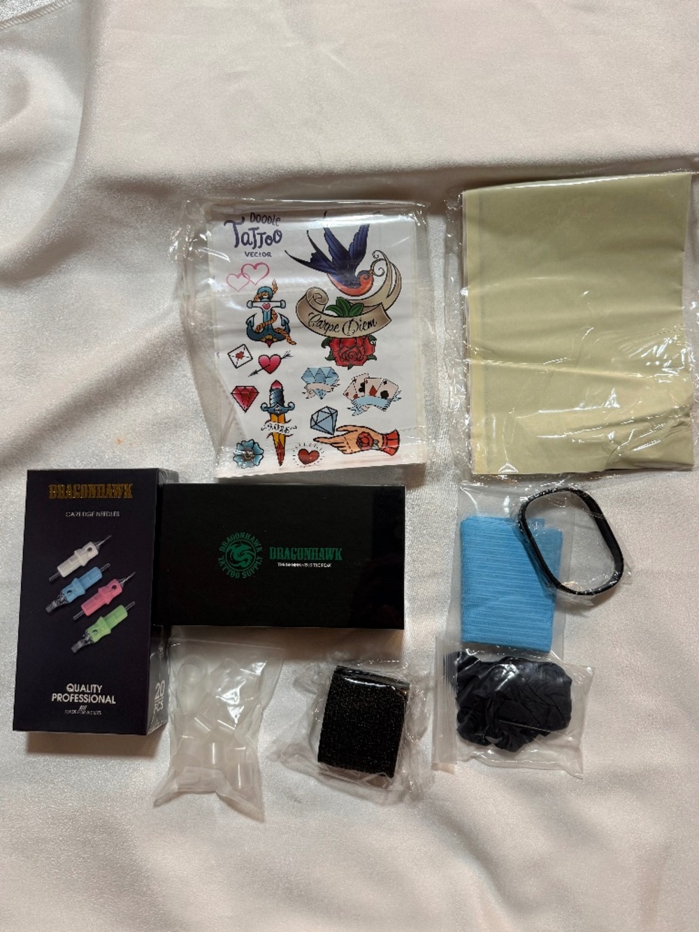 NEW Dragonhawk Tattoo Kit Supplies Cartridge Needles 20PCS Accessories Bundle